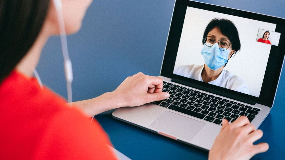 A patient on a video consultation with a doctor