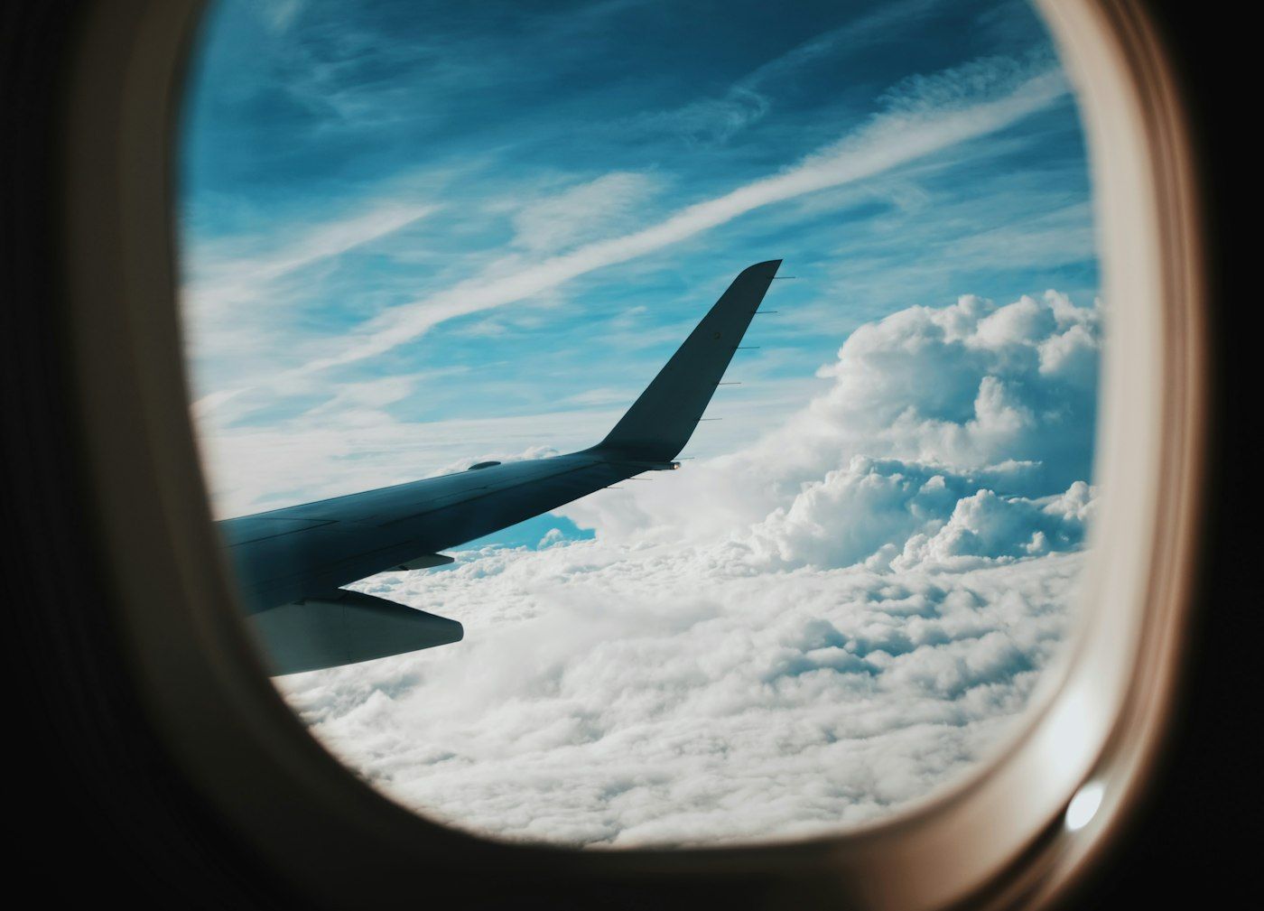 View of clouds from an airplane window